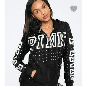 Rhinestone Bling Perfect Funnel neck full zip